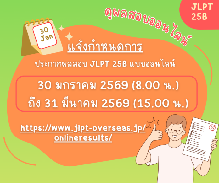 ประกาศผลสอบ JLPT 25B